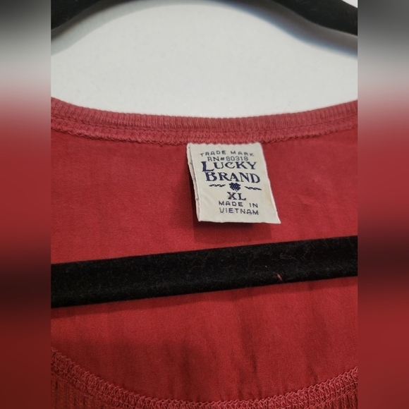 Lucky Brand Men's Henley Waffle-Knit Cotton Thermal Tee Size XL Red - Picture 5 of 10